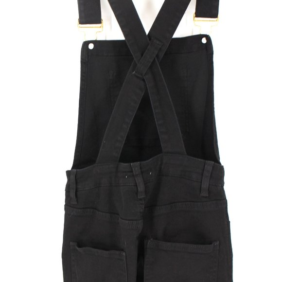 WeWoreWhat Black Stretch Denim High Rise Skinny Bib Overalls X-Small Jumpsuit XS - Picture 7 of 9